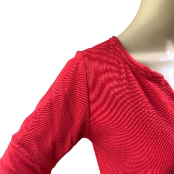 Lauren Ralph Lauren Red Cotton V-Neck Button Academia Midi Flare Dress Small - Picture 5 of 17